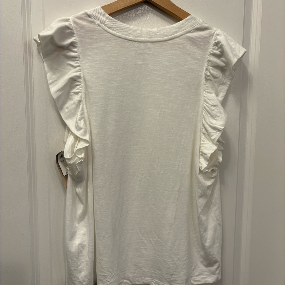 White Ruffle Sleeve Top - Picture 2 of 5